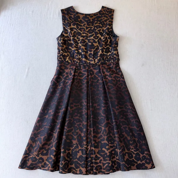 Alfani Womens 100%‎ Silk Leopard Print V-Neck Pleated A-Line Dress Brown Black 8 - Image 8