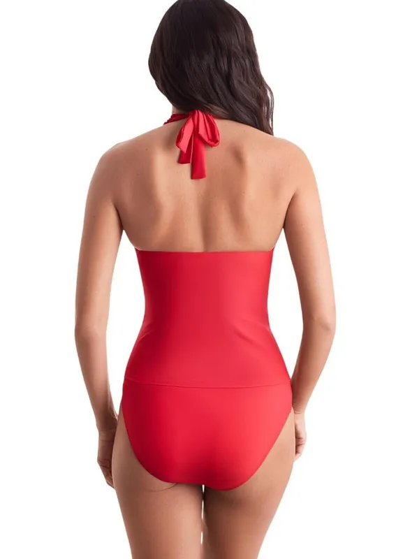 NWT Mimi Flamingo Soleil Solids Sonny Halterkini Tankini Top Swim Punch Red 6 - Image 4