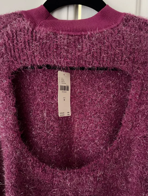 Anthropologie Maeve The Violetta Open-Back Tinsel Sweater, Size M - Image 10