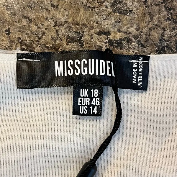 Missguided NEW White Milkmaid Woven Dotty Skater Mini Dress Size 14 - Image 6