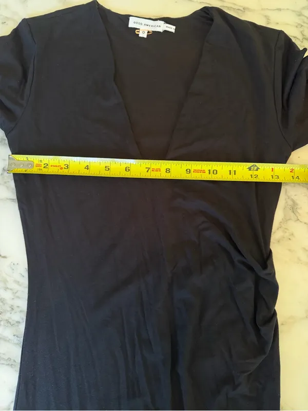 NWOT Good American V-Neck Bodycon Midi Black Dress 0 (US 0-2) SUPERGLUE FLAW - Image 7