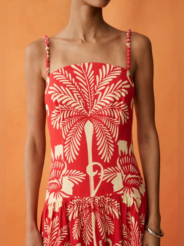 NWT Few Moda Anaya Fernanda Dress size 8 red linen midi copacabana sunset - Image 3