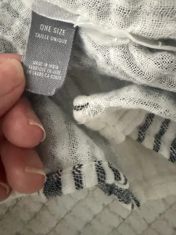 aerie Black and White Striped Open Kimono - Image 4