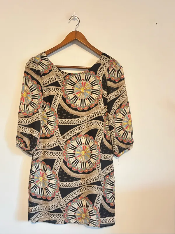 Anthropologie Tulle Black & Multicolor Piano Circle Mosaic Print Dress - Image 8
