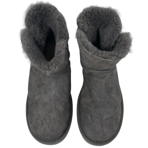 UGG Bailey Button Charcoal Grey Suede Boots Women’s Size 11 - Image 4