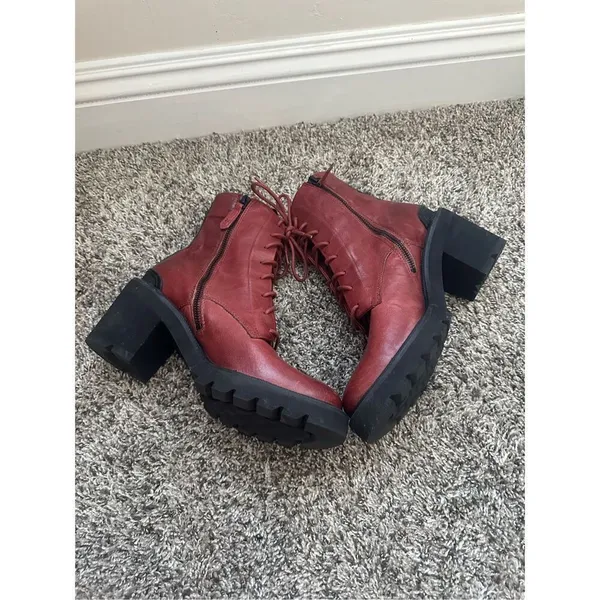 Frye Savannah Leather Classic Lace Up Streetwear Combat Heeled Boots 8.5 - Image 5