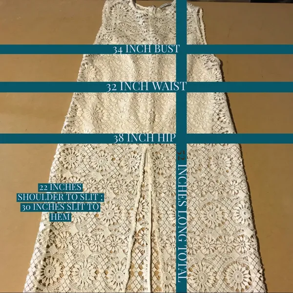 Alice + Olivia Off White Crochet Lace "Gretchen" Maxi Tunic And Cami (M) - Image 10