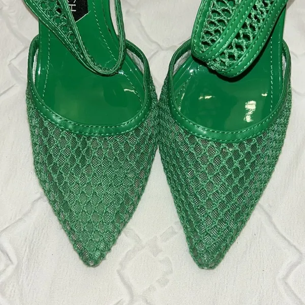 Jessica Rich Green Fish Net Slip-on Pump Shoes(Size 38) - Image 9