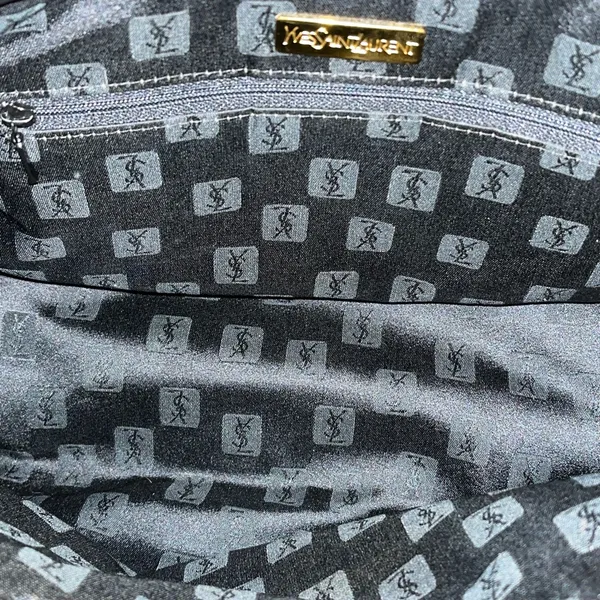 YVES SAINT LAURENT Vintage Leather-Trim Woven Boston Bag - Image 10