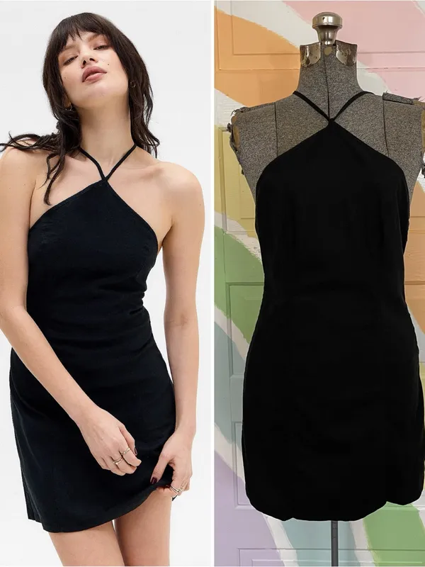 Urban Outfitters Riley Y-Neck Linen Blend Mini Dress Sz S 💚🎀 - Image 2