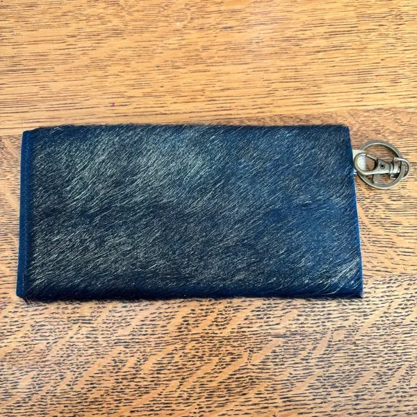 Alex Carol Navy Gold Leather Keychain Snap Western Boho Coastal Cowgirl Pouch - Image 4
