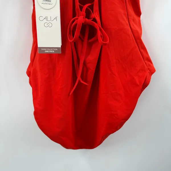 Calia Swimsuit SZ 6 Triangle Strappy Back One Piece NWT Fresh Red Tummy Control - Image 11
