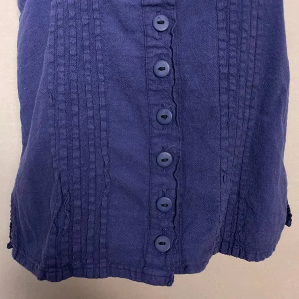 Manta Tank Top Pin Tuck‎ Button-Up Size Medium Women Indigo Blue Sleeveless Boho - Image 3