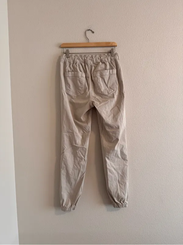 American Eagle Outfitters Cream Drawstring Jogger Pants - Image 3