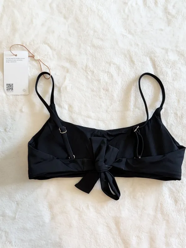 NWT Quince Italian Scoop Neck Bikini Top in Black - Size: Extra Small - Image 6