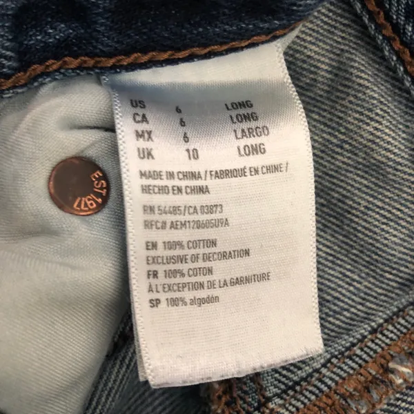 American Eagle Hi-Rise Girlfriend Jeans Blue Denim US 6 Long - Image 5