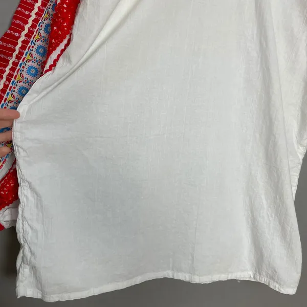 Folk Peasant‎ Blouse Top Women White Red Embroidered Balloon Sleeve European - Image 4