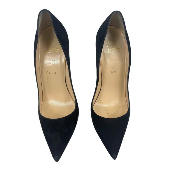 Christian Louboutin So Kate 120 Suede Pointed Toe Pumps Black Size 38 - Image 6