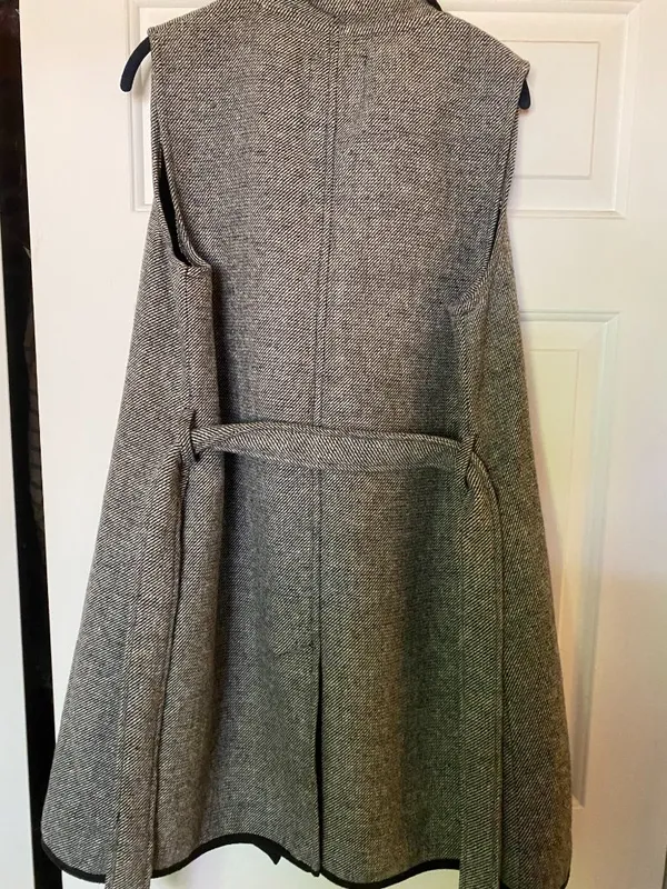 NEW LOOK Birdseye Sleeveless Coat Check Duster US 10 Preppy Mod Equestrian - Image 3