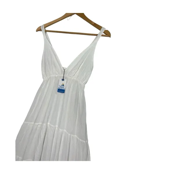 New Seaspice Maxi Dress Womens Small White Peruvian Cotton Sleeveless Boho Beach - Image 5