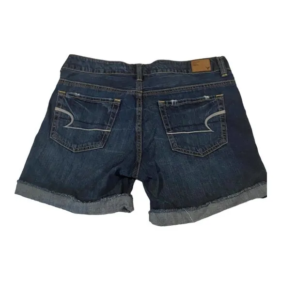 American Eagle Dark Denim Distressed Jean‎ Shorts Women’s Size 2 - Image 2