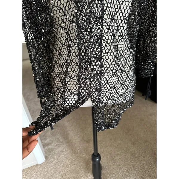Kaktus Y2k Toggle Closure Lace Knit Open Front Cardigan Front Goth Fairy Sz XL - Image 12
