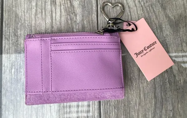 Juicy Couture Violet Velour Trifold Wallet with Heart Keychain-Wing it - Image 2