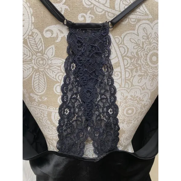 Black Satin Lace Camisole Top Size XL Babydoll Emo Fairygrunge Whimsigoth - Image 7