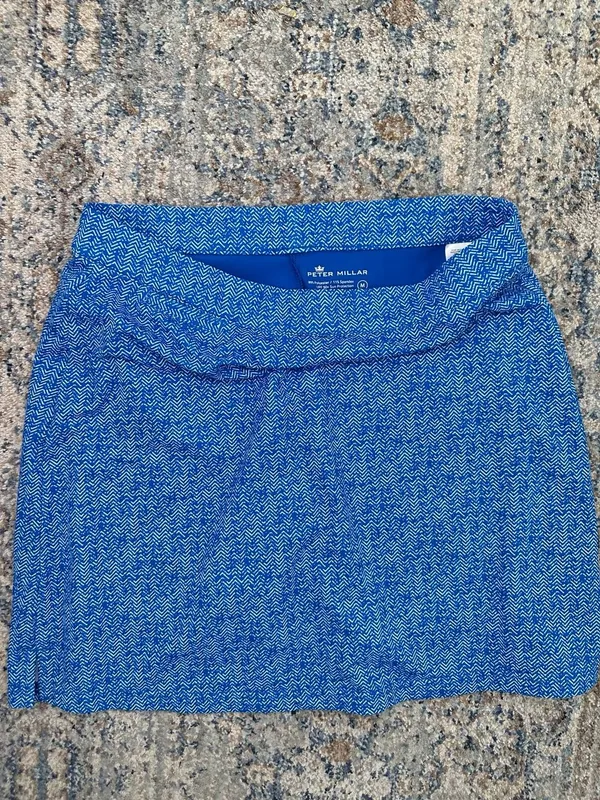 Peter Millar Blue Herringbone Print UPF 50+ Golf Skort Skirt - Image 3