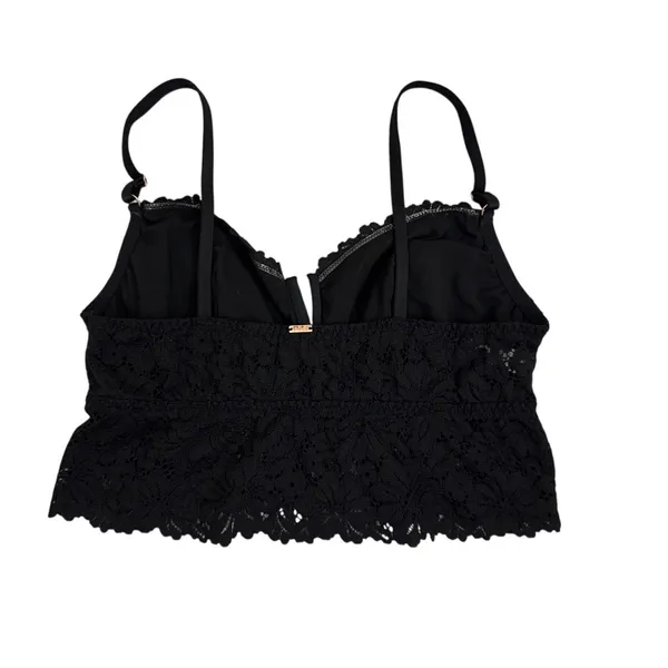 PINK Victoria's Secret Black Whimsygoth Lace Adjustable Bralette Tank Medium - Image 2