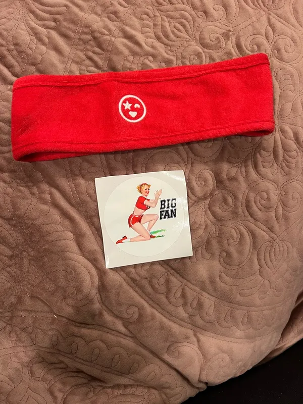 Red Knit Headband with ONE/SIZE Logo - Image 2