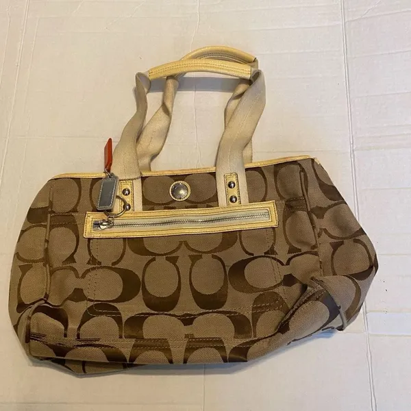 COACH Signature Daisy Vintage Tote Bag Tan And Brown‎ 8X4X12 SEE DESCRIPTION - Image 12