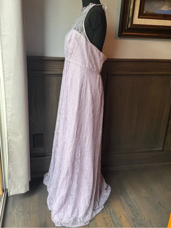David's Bridal Lilac Lace Halter Gown 12 EUC - Image 3