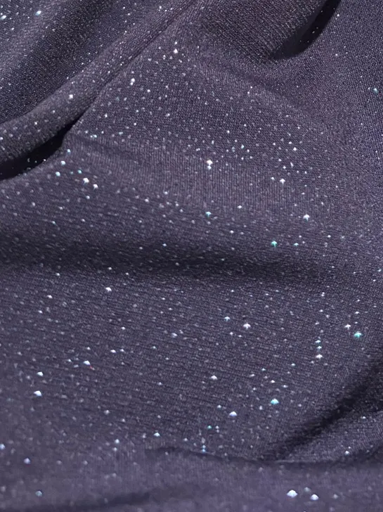 Lucy In The Sky Navy Sparkle Bell Sleeve High Neck Open Back Mini Dress - Image 3
