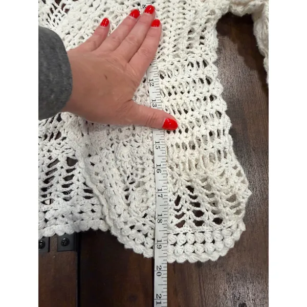 Carolyn Taylor Crochet Cardigan Womens XL Cream Button Shrug‎ Cottagecore Boho - Image 8