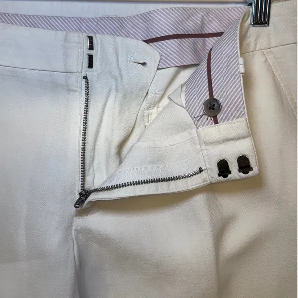 Gap Hip Slung Fit Trousers Off-white‎ Cotton Linen Wide Leg Pants 8 Regular - Image 6
