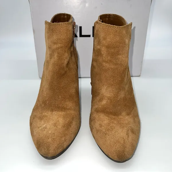 ALDO Blanka Women's Tan/Brown Suede Ankle Booties w/Stacked Wooden Heel-Size 7.5 - Image 3