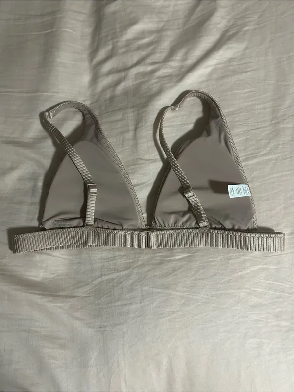 aerie Ribbed Triangle Champagne Bikini Top Size L - Image 2