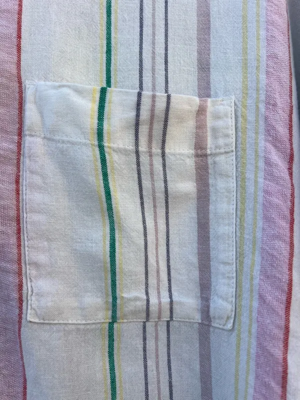 Madewell Women's Small Linen Blend Pastel Rainbow Stripe Button Up Shirt - Image 10