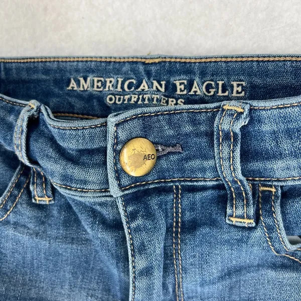 American Eagle Outfitters High Rise Jegging Jeans Womens 4 Blue Denim Distressed - Image 4