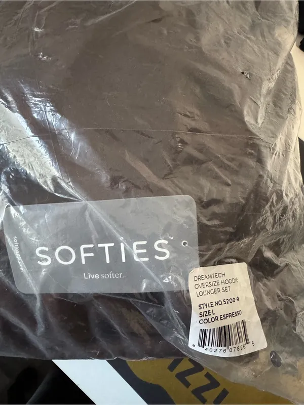 Softies DreamTech Oversize Hoodie Lounge Set Espresso Large New - Image 2