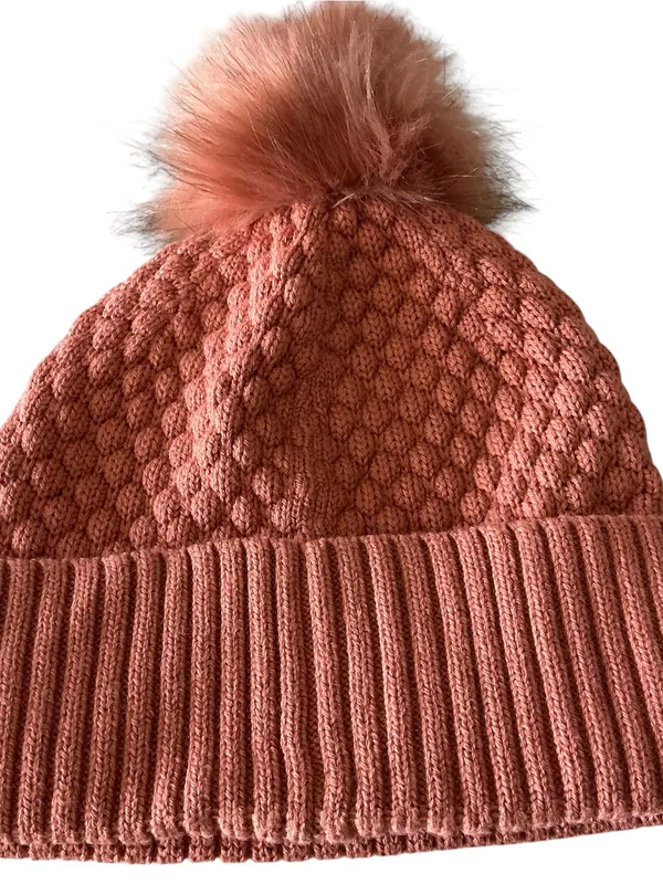 Lululemon bubble knit pom beanie hat pink Savannah coral wool blend (one size) - Image 5
