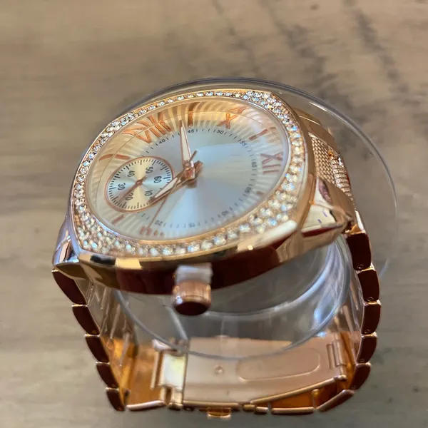 NEW BRONZE Crystal Lady Luxe Watch Stainless Steel Band Classic Quartz Time - Image 14