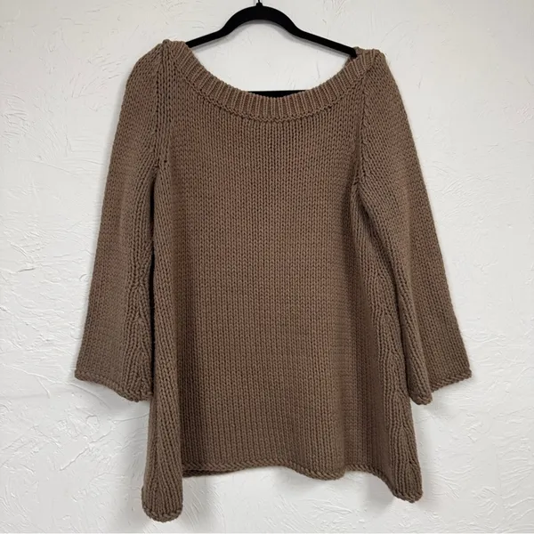Soft Surroundings Brown Chunky Knit Oversized Sweater Womens L Lagenlook Fall - Image 8