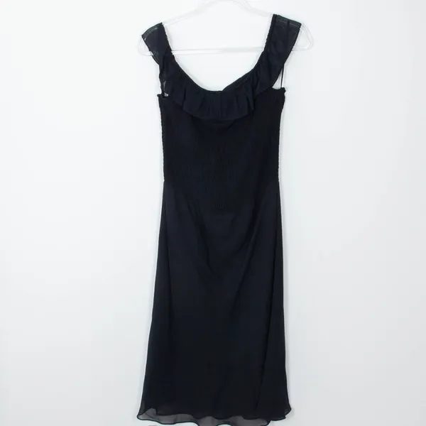 Ralph Ralph‎ Lauren Black Off Shoulder Smocked Midi Dress Womens Size Medium - Image 6