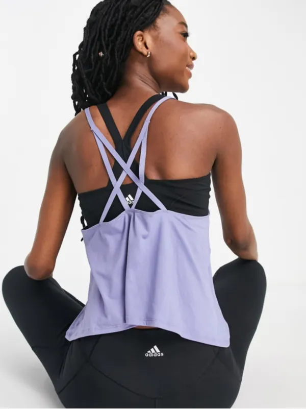 adidas Yoga top with back strap detail in Lavender - Image 4