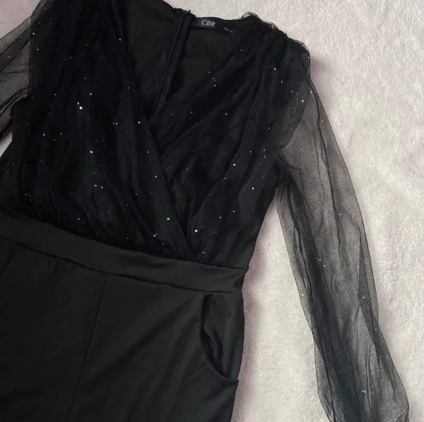 Chic Me Black Glitter Jumpsuit - Image 3