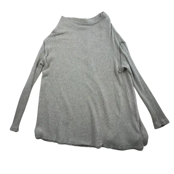 We The Free People Sweater M Medium Love Split Tunic Blue‎ Ribbed OB519393 Gray - Image 3
