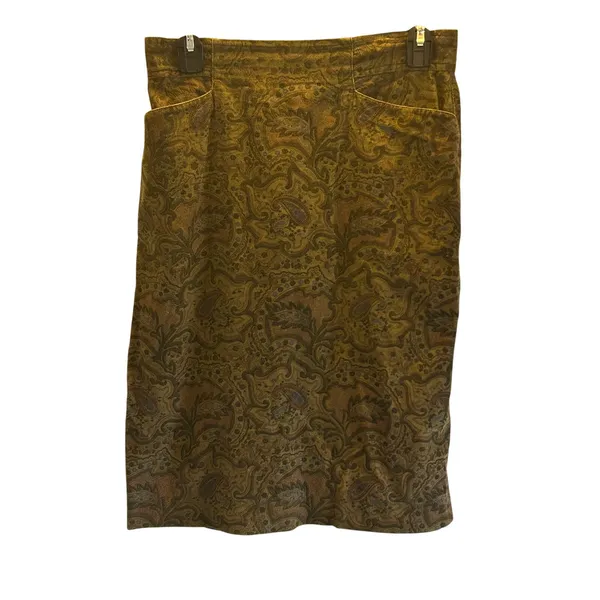 Myra Fashion brown paisley corduroy pencil skirt Medium - Image 2
