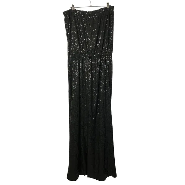 Tibi Black Sequin Strapless Maxi Formal Gown‎ M - Image 2